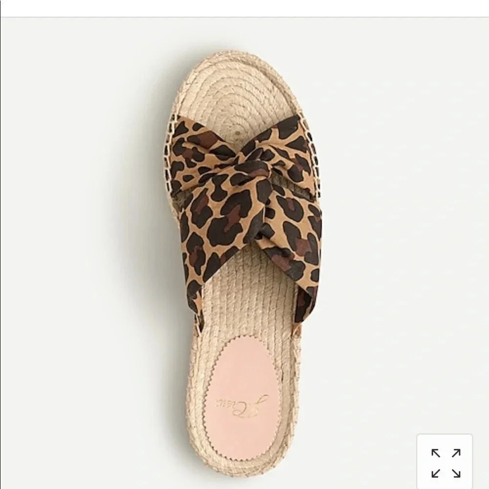 NIB J.CREW LEOPARD ESPADRILLE SLIDES